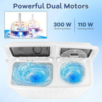 Portable Compact Twin Tub Washing Machine, 17.6 Pounds, White & Blue - Spanish Model