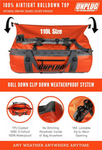 UNPLUG Waterproof Duffel Backpack, 65L, Adventure Orange - 100000