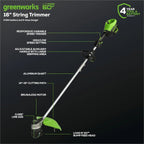 Cordless String Trimmer And Leaf Blower Combo Kit, 60V 13 Inches, 4.0 Ah Battery And Charger Included
