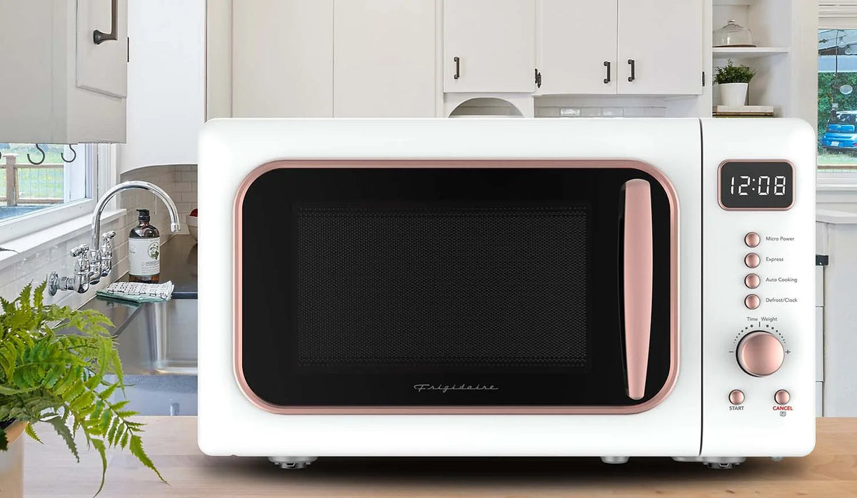 Frigidaire Retro Countertop Microwave Oven, 0.7 Cu. Ft., 700 Watts, Black And Gold