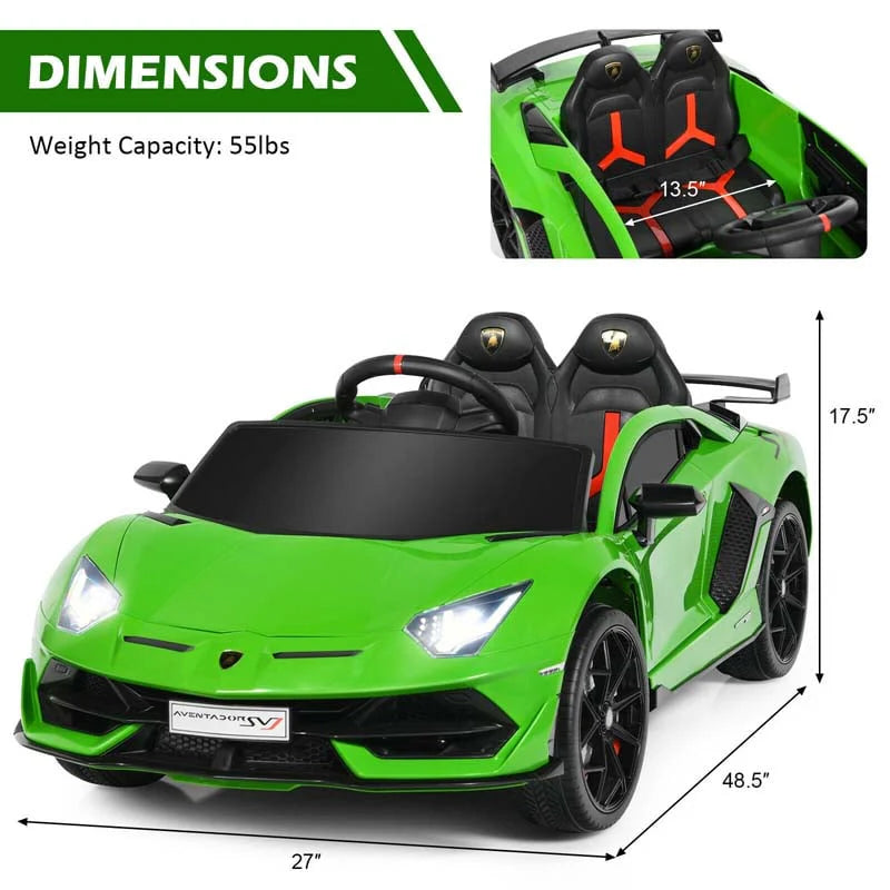 Licensed Lamborghini SVJ Kids Ride-On Car, 12V Battery Powered - Red, White, Black, Green Or Pink