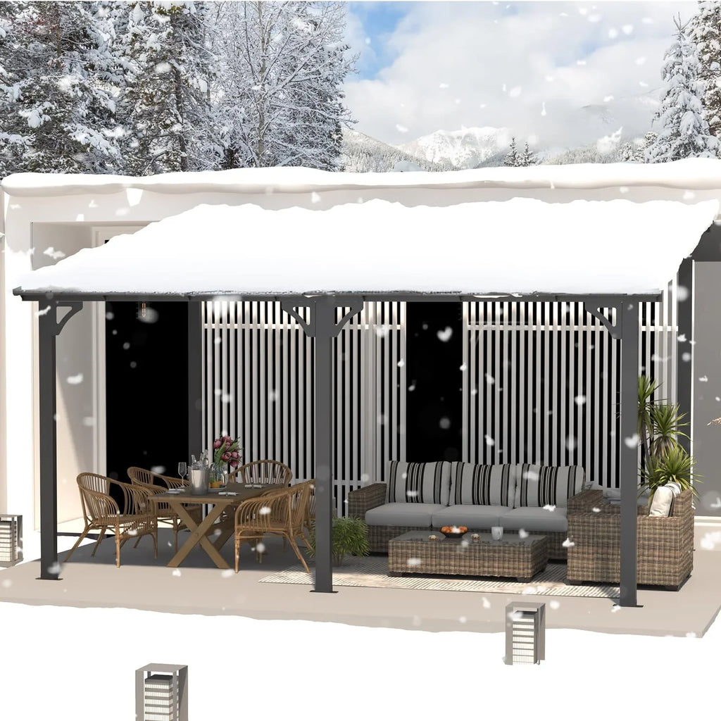 AECOJOY 14' x 10' Patio Gazebo With Roof, Dark - 168in x 120in x 98.4in