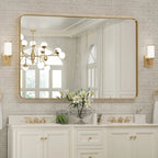 Framed Wall Vanity Mirror With Rounded Corners, 1 Piece