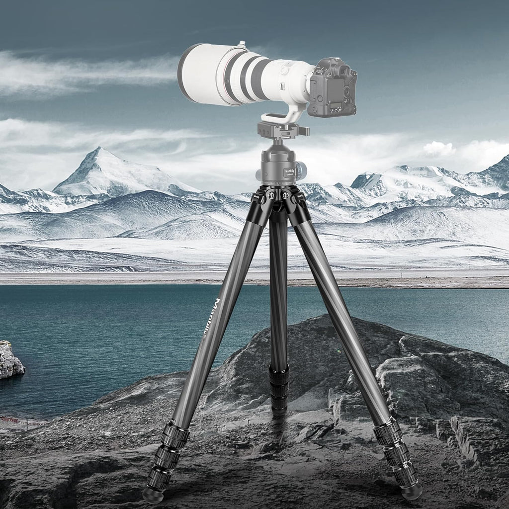 Manbily Carbon Fiber Hunting Tripod, 62.2-Inch, 44mm Ball Head - WZ-324PA03