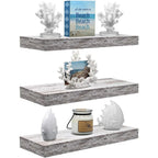 Rustic Finish Floating Wall Shelves, 3-Pack, 16.25in x 5.50in x 1.5in