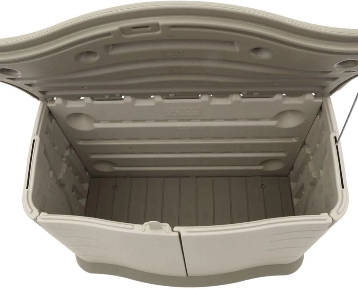 Rubbermaid Outdoor Storage Shed With Floor, 4.5 Feet x 3 Feet, Resin, Beige/Brown