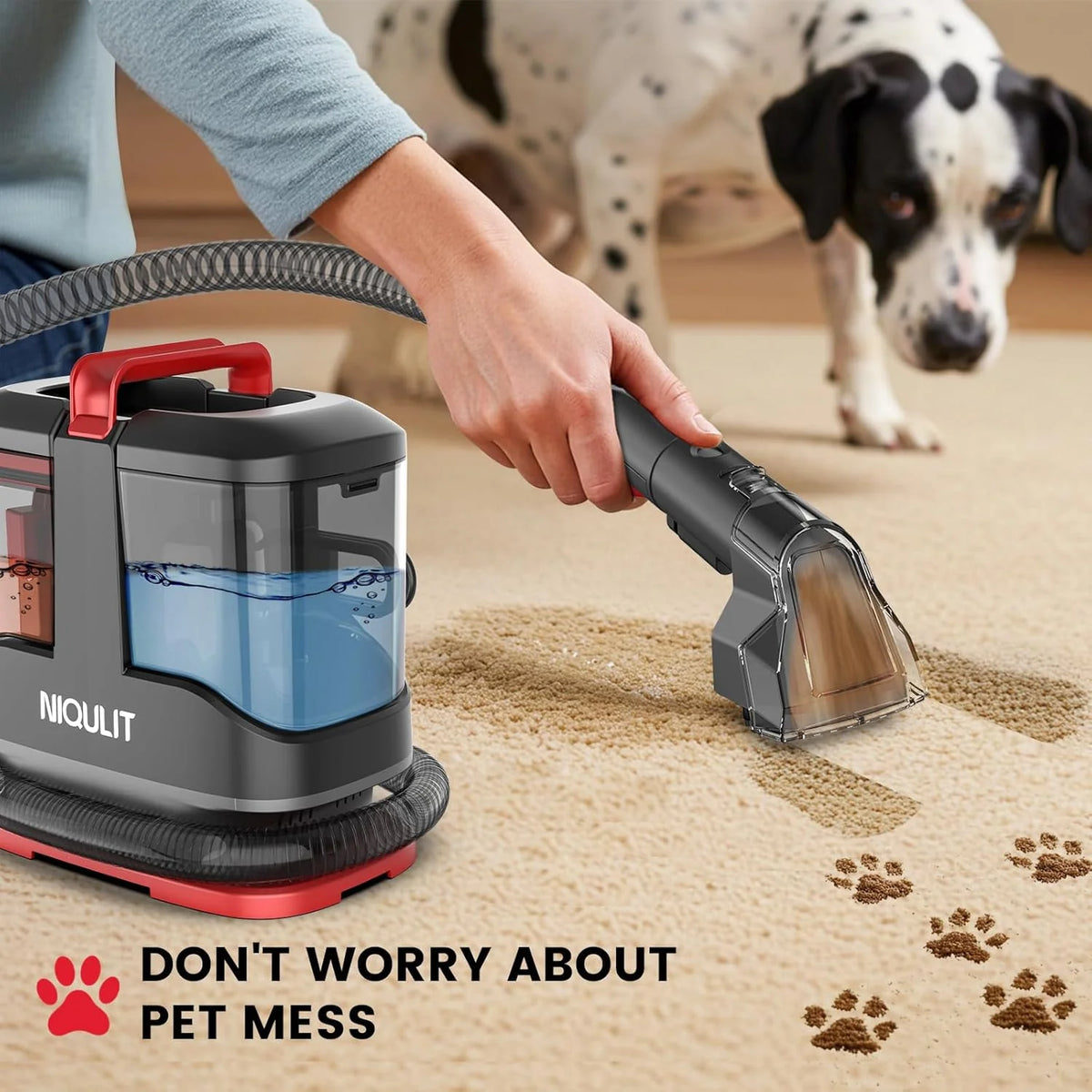 NIQULIT Portable Carpet And Upholstery Spot Cleaner, 450W, 15Kpa - 1050ml Fresh Tank
