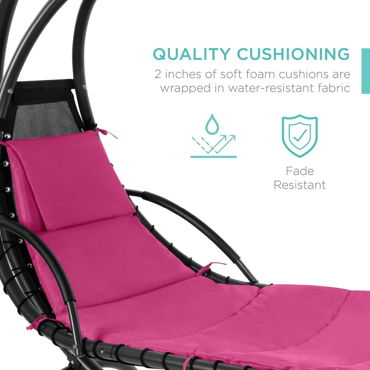 Best Choice Products Outdoor Hanging Steel Chaise Lounge Chair With Canopy, Charcoal Gray - SKY5871