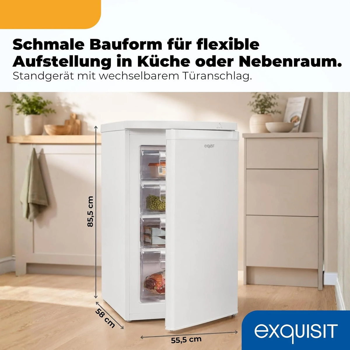 Exquisit Freezer, 91 L, 4 Drawers - GS581-040C