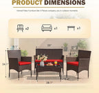 4-Piece Patio Rattan Wicker Furniture Set - T-LCRF834M18
