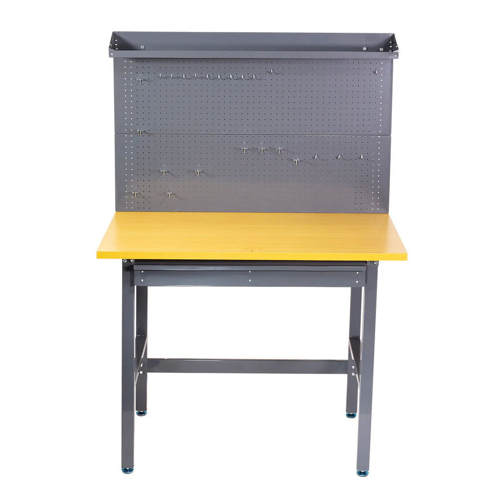 Tool Storage Workbench With Drawer, Pegboard and 12 Hooks