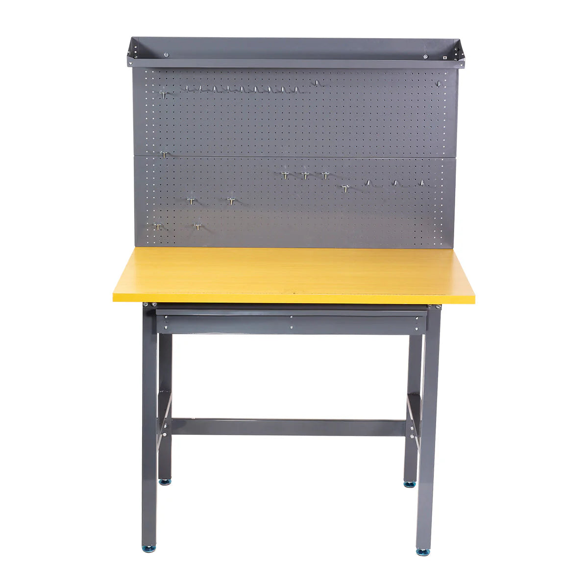 Tool Storage Workbench With Drawer, Pegboard and 12 Hooks