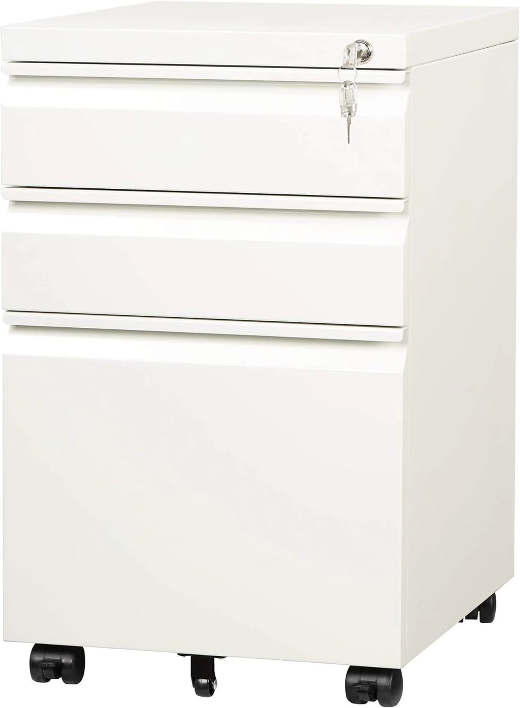 3-Drawer Mobile Steel File Cabinet, Letter/Legal/A4, Black, 17.1in D x 14.6in W x 23.8in H
