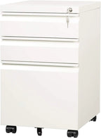 3-Drawer Mobile Steel File Cabinet, Letter/Legal/A4, Black, 17.1in D x 14.6in W x 23.8in H