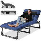 Slsy 5-Position Adjustable Folding Lounge Chair And Cot - 75.2" x 25.6" x 11.8"