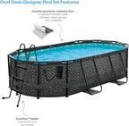 Funsicle Oasis Designer Oval Above-Ground Pool Set, 167 x 98 x 39.5 Inches - Dark Herringbone Gray