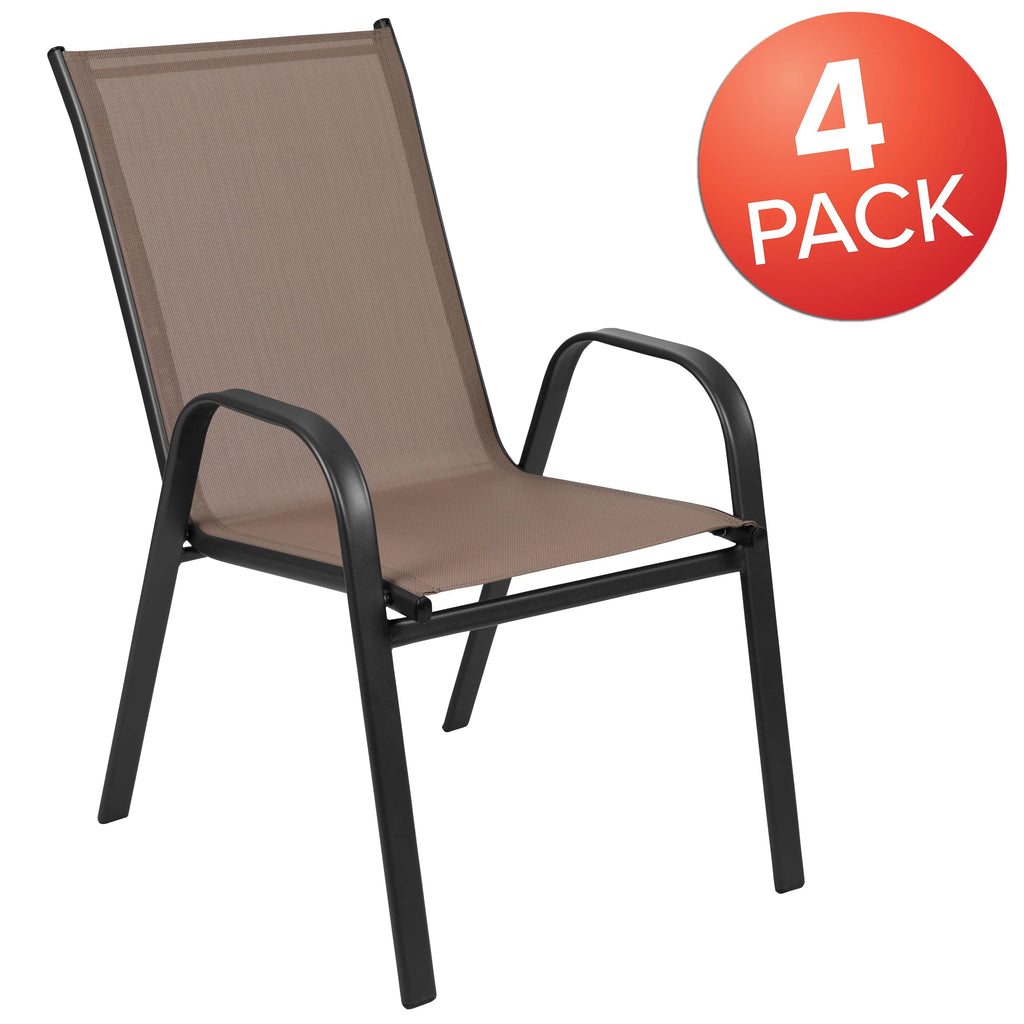 Emma + Oliver Outdoor Stack Chairs, Gray, 4 Pack, 21.25in W x 29in D x 36in H