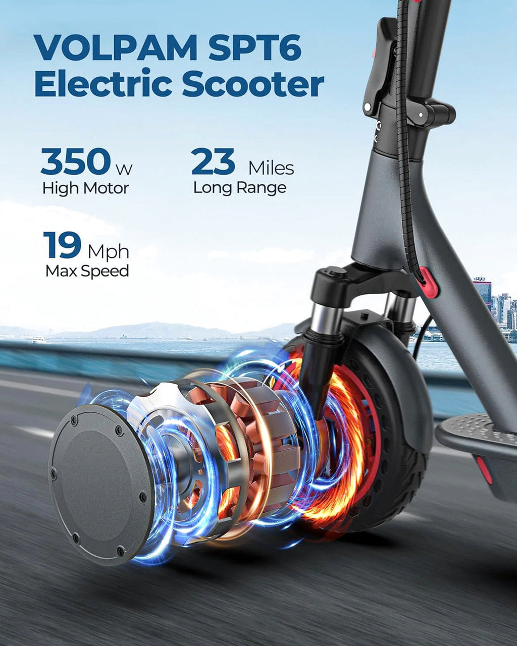 Electric Scooter 10 Inch Solid Tires, 500W, Dual Suspension
