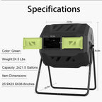 Dual Compartment Compost Tumbler Bin 43 Gallon Blue Door