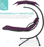 Best Choice Products Outdoor Hanging Steel Chaise Lounge Chair With Canopy, Charcoal Gray - SKY5871