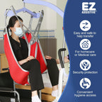 EZ Assistive Patient Lift Sling With Divided Leg, Red, Large, 500 lb Capacity