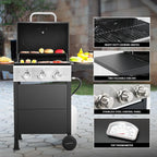 MASTER COOK 3-Burner Propane Gas Grill, 30,000 BTU, Black