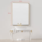 Framed Wall Vanity Mirror With Rounded Corners, 1 Piece