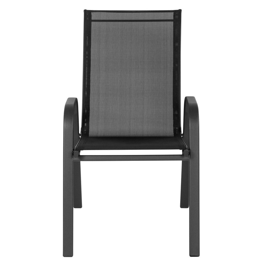 Emma + Oliver Outdoor Stack Chairs, Gray, 4 Pack, 21.25in W x 29in D x 36in H