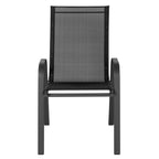 Emma + Oliver Outdoor Stack Chairs, Gray, 4 Pack, 21.25in W x 29in D x 36in H