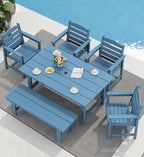 SERWALL 7-Piece HDPE Patio Dining Set, Aruba, 66.9in D x 32.2in W x 29.1in H