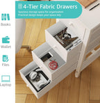 40 Inch Small White Computer Writing Desk With Fabric Drawers