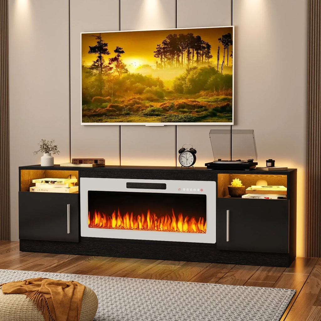 Bossin 70 Fireplace TV Stand With 36 Electric Fireplace For TVs Up To 80 - 16-Color LED Lights