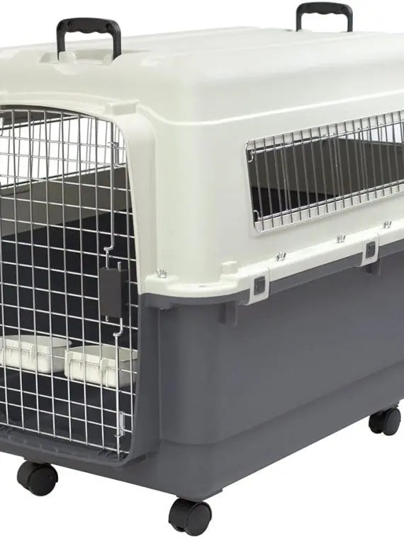 SportPet Designs XXX-Large Gray Rolling Plastic Dog Crate With Wire Door