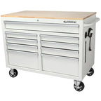 Husky Mobile Workbench With 9 Drawers, Hardwood Top And Power Connection, 117 cm W x 62 cm D - High-Gloss Black