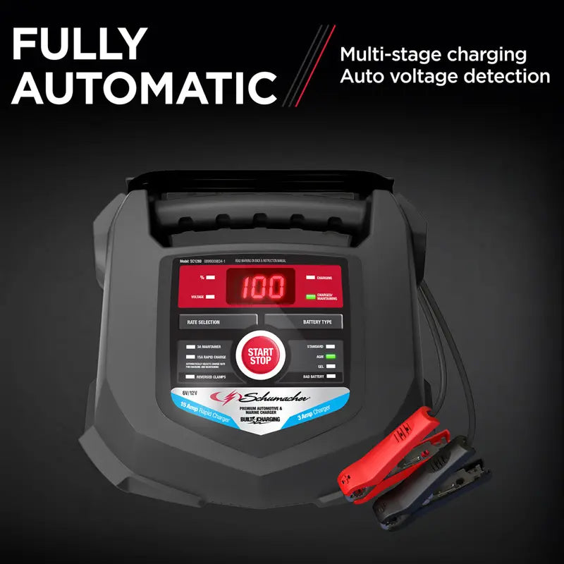 Schumacher 15-Amp 6V/12V Fully Automatic Battery Charger and Maintainer - SC1280