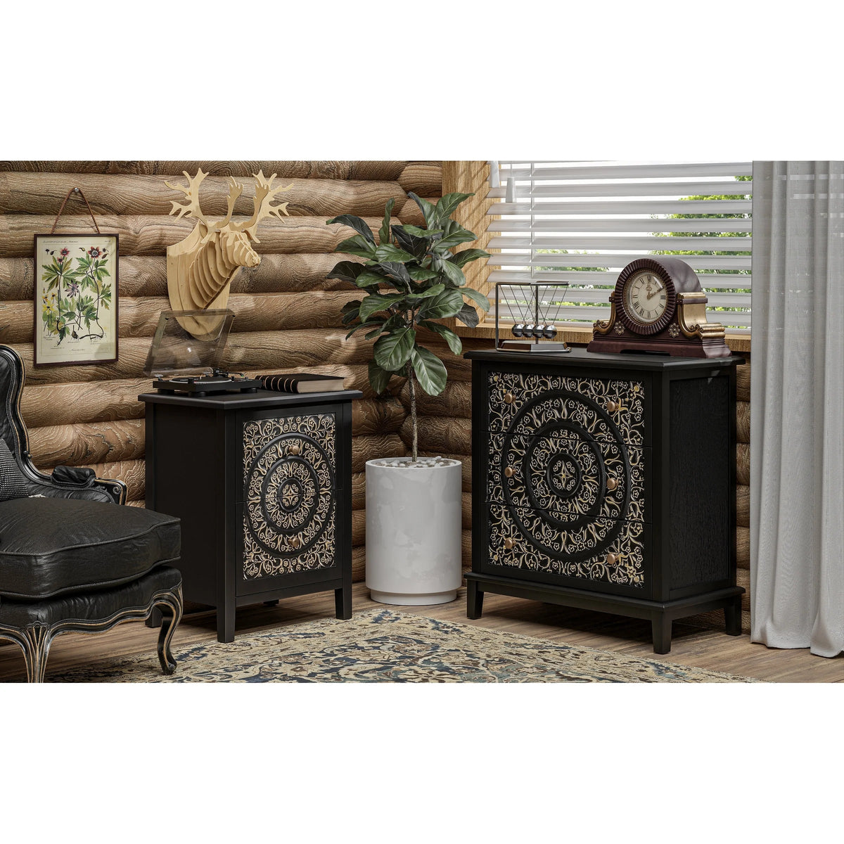 Farmhouse Fully Assembled Nightstand With 2 Drawers