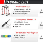 Sportsroyals Power Cage With Adjustable Cable Crossover System, 1600 lbs, Red, 61.6 x 56.0 x 82.6 in - Power Cage