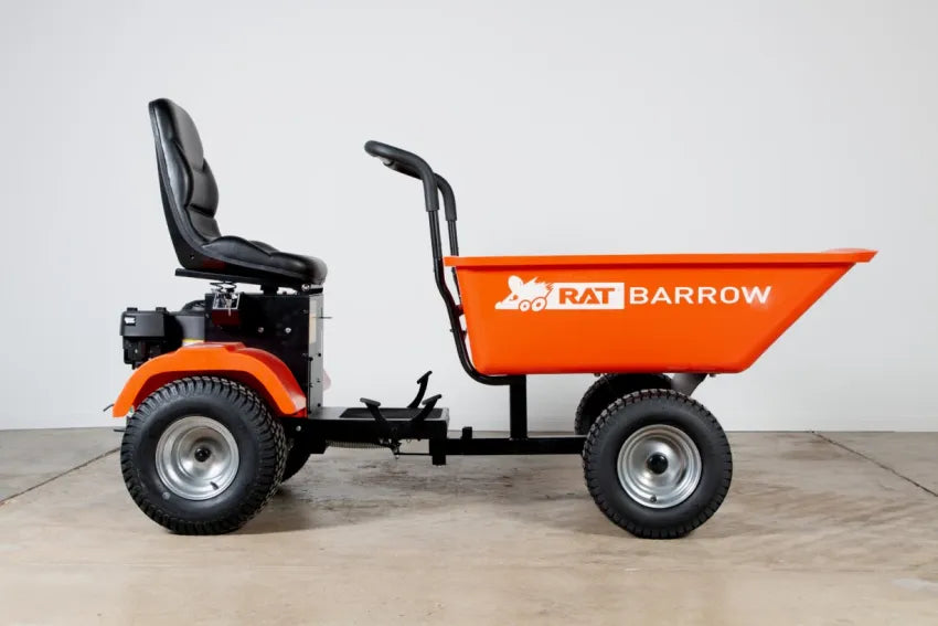 Rat Barrow Ride-On Wheelbarrow, Black, 150 Ltrs, 200kg Capacity, 98cm Wide, 2.3m Long