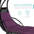 Best Choice Products Outdoor Hanging Steel Chaise Lounge Chair With Canopy, Charcoal Gray - SKY5871