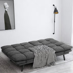 Memory Foam Futon Sofa Bed With Adjustable Armrests And Backrest - Gray