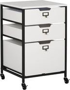 4-Drawer Portable Storage Organizer Cart, Charcoal Grey/White, Metal and Wood - 15.5 in W x 12.25 in D x 29.75 in H