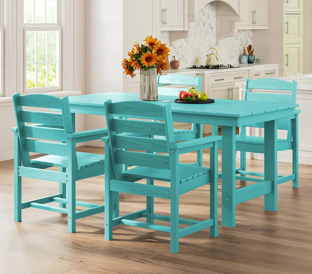 SERWALL 7-Piece HDPE Patio Dining Set, Aruba, 66.9in D x 32.2in W x 29.1in H