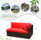 Devoko 5-Piece Outdoor Sectional Patio Sofa Set With Cushions And Glass Table - Beige