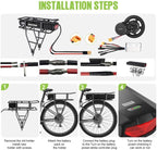 48V 17.5AH Lithium-Ion Rear Rack E-Bike Battery With 30A BMS, 3A Charger, Taillight And Safety Lock