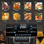 GVJMTKP Air Fryer 1700W 6.9 Quart With Digital Display And Nonstick Basket - Black