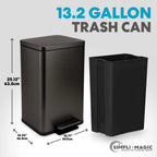 13.2 Gallon Stainless Steel Step Kitchen Trash Can With Odor Control