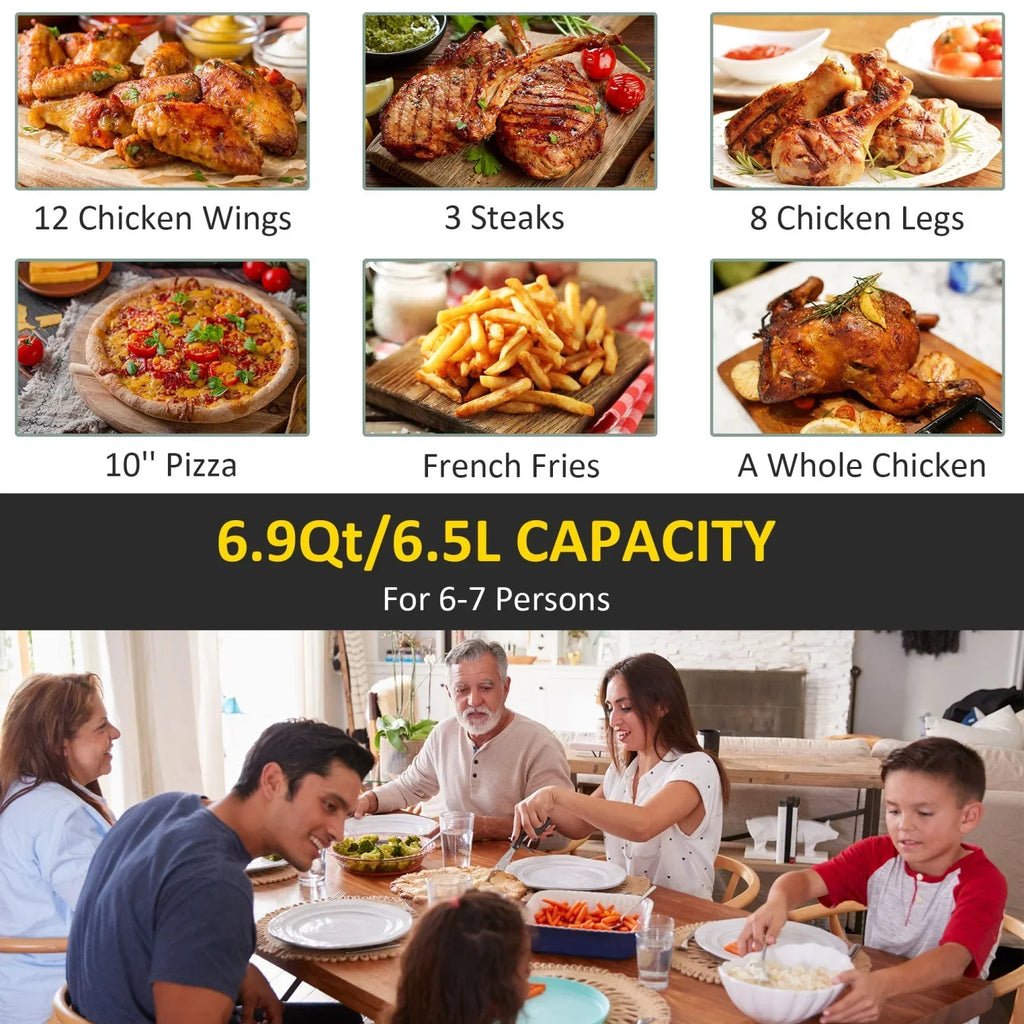 GVJMTKP Air Fryer 1700W 6.9 Quart With Digital Display And Nonstick Basket - Black