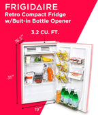 Frigidaire Retro Bar Fridge 3.2 Cu. Ft. Pink/Coral With Bottle Opener