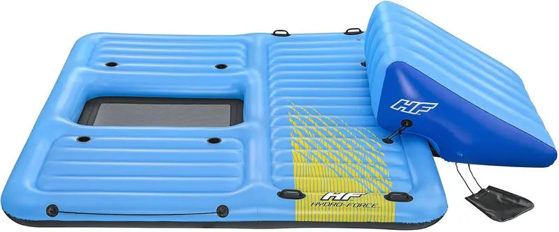 Bestway Tropical Breeze 6-Person Inflatable Party Island Float With Cup Holders, Backrests And Sun Shade - Blue/Yellow