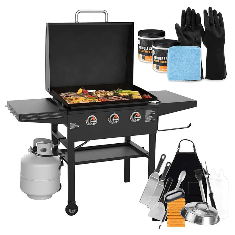 28 Inch 3-Burner Outdoor Griddle With Hood - 2080